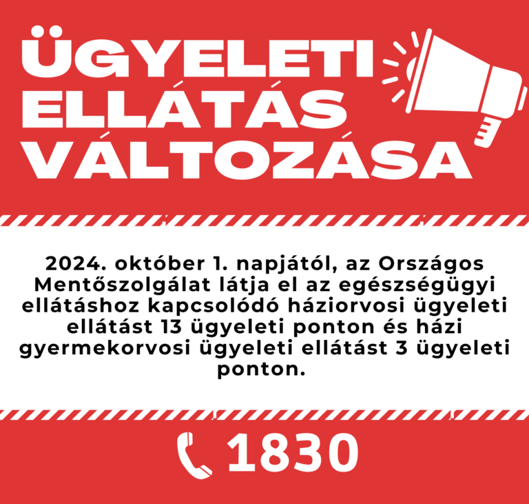 Ügyeleti ellátás változása